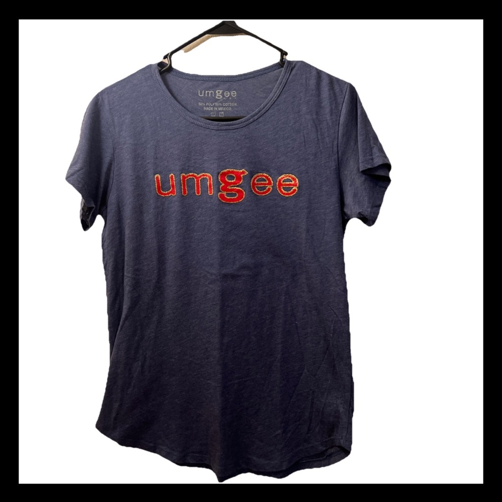 Umgee Gray Short Sleeve Polo Tee with Orange Accents